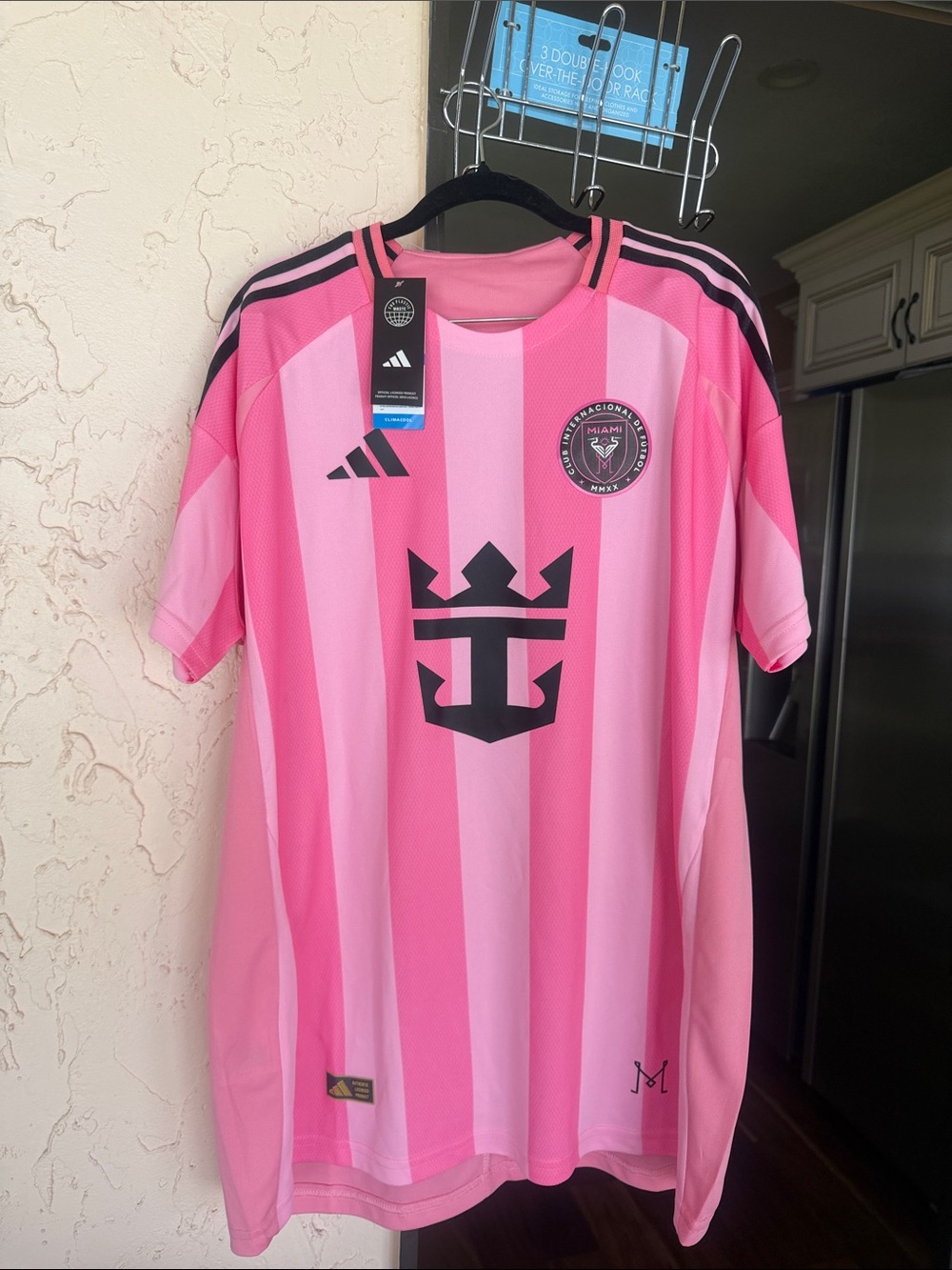 adidas Pink Striped Soccer Jersey with Black Accents Inter Miami FC Messi 10
